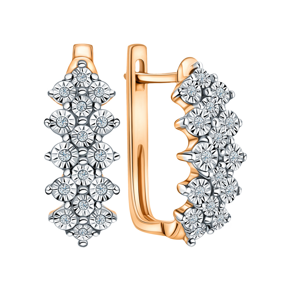 Золотые серьги с бриллиантами природными