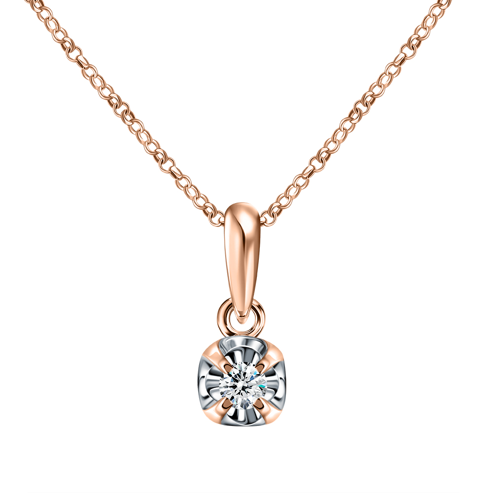 Золотая подвеска с бриллиантами природными