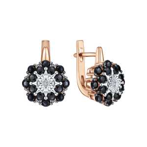 Золотые серьги с бриллиантами природными и сапфирами природными