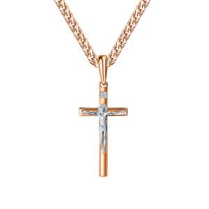 Золотой крестик с бриллиантом природным