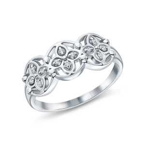 Серебряное кольцо с бриллиантами природными