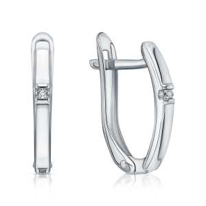 Серебряные серьги с бриллиантами природными