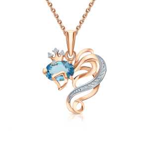 Золотая подвеска с бриллиантами природными и топазами природными