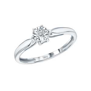 Серебряное кольцо с бриллиантами природными