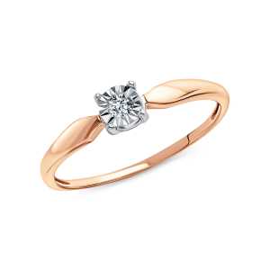 Золотое кольцо с бриллиантом природным